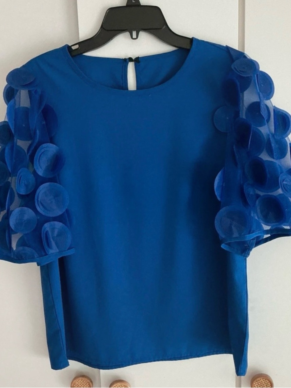 SHEIN Royal Blue Puff-Sleeve Blouse